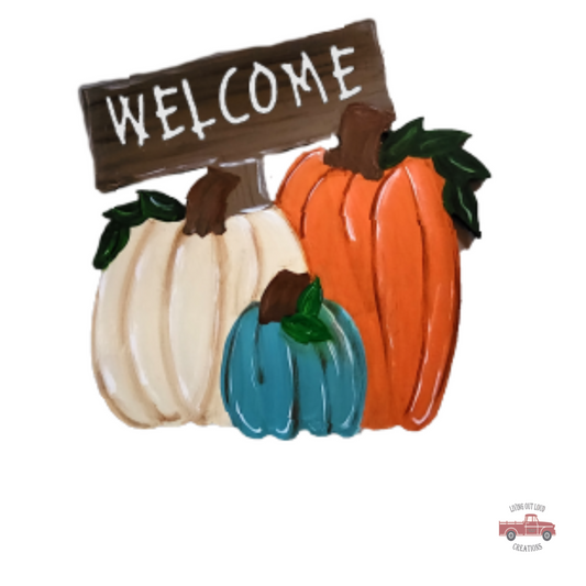 Painted 3 Pumpkin Welcome
