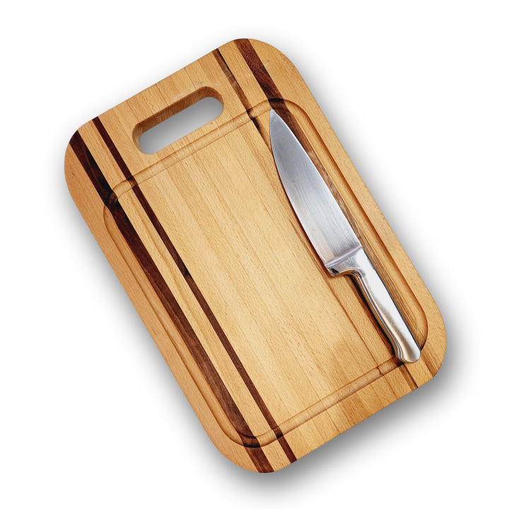 Beech and Walnut Cutting Board With Handle